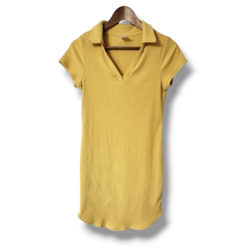 No Boundaries Ribbed Short Sleeve V-Neck Casual Mini Dress | Lg
